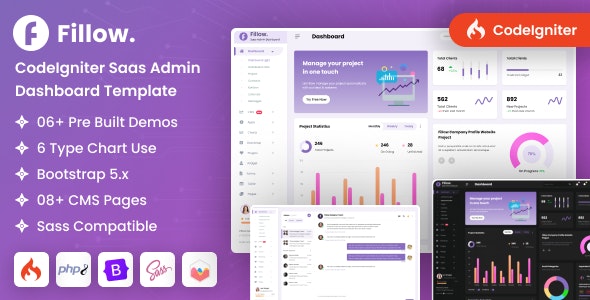 Fillow - CodeIgniter Saas Admin Dashboard Template