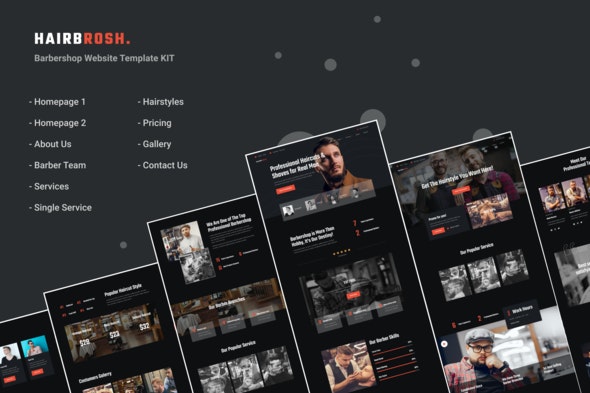 Hairbrosh - Barbershop &amp; Hair Salon Elementor Template Kit