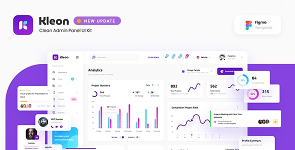 Kleon - Clean Admin Panel Dashboard UI Template Figma