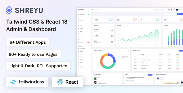 Shreyu React - Tailwind Admin &amp; Dashboard Template