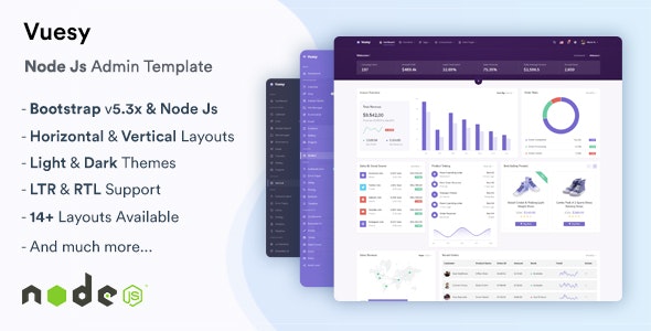 Vuesy - NodeJs Admin &amp; Dashboard Template
